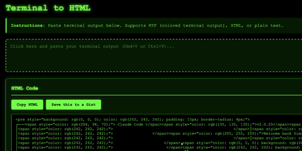 Construindo uma ferramenta para copiar e colar sessões de terminal de compartilhamento usando Claude Code para web