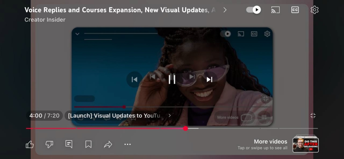 Design antigo do player do YouTube