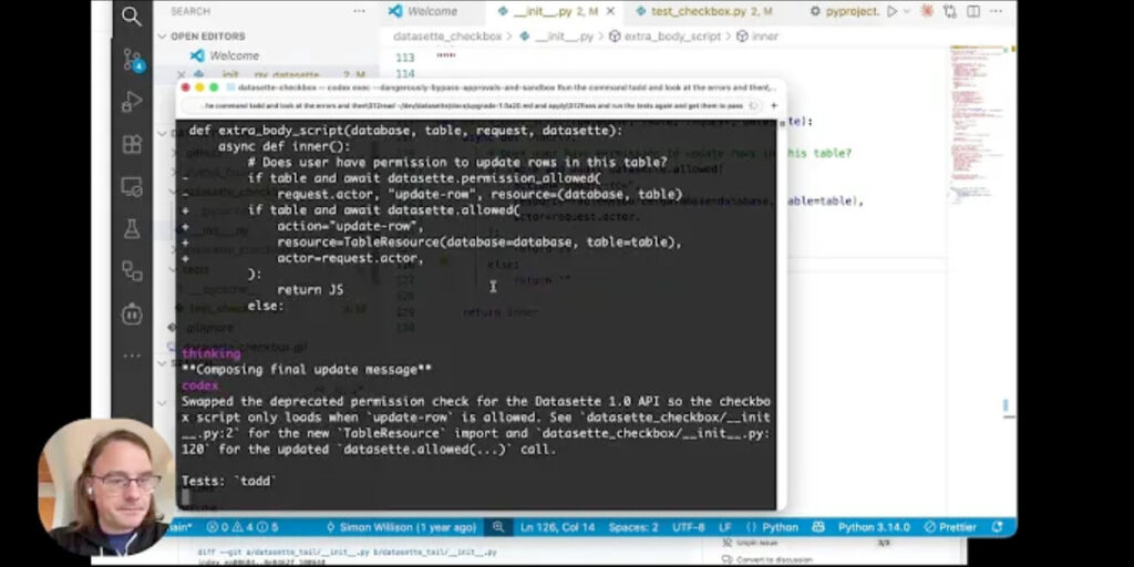 Vídeo + notas sobre a atualização de um plug-in Datasette para a versão alfa 1.0 mais recente, com ajuda de uv e OpenAI Codex CLI